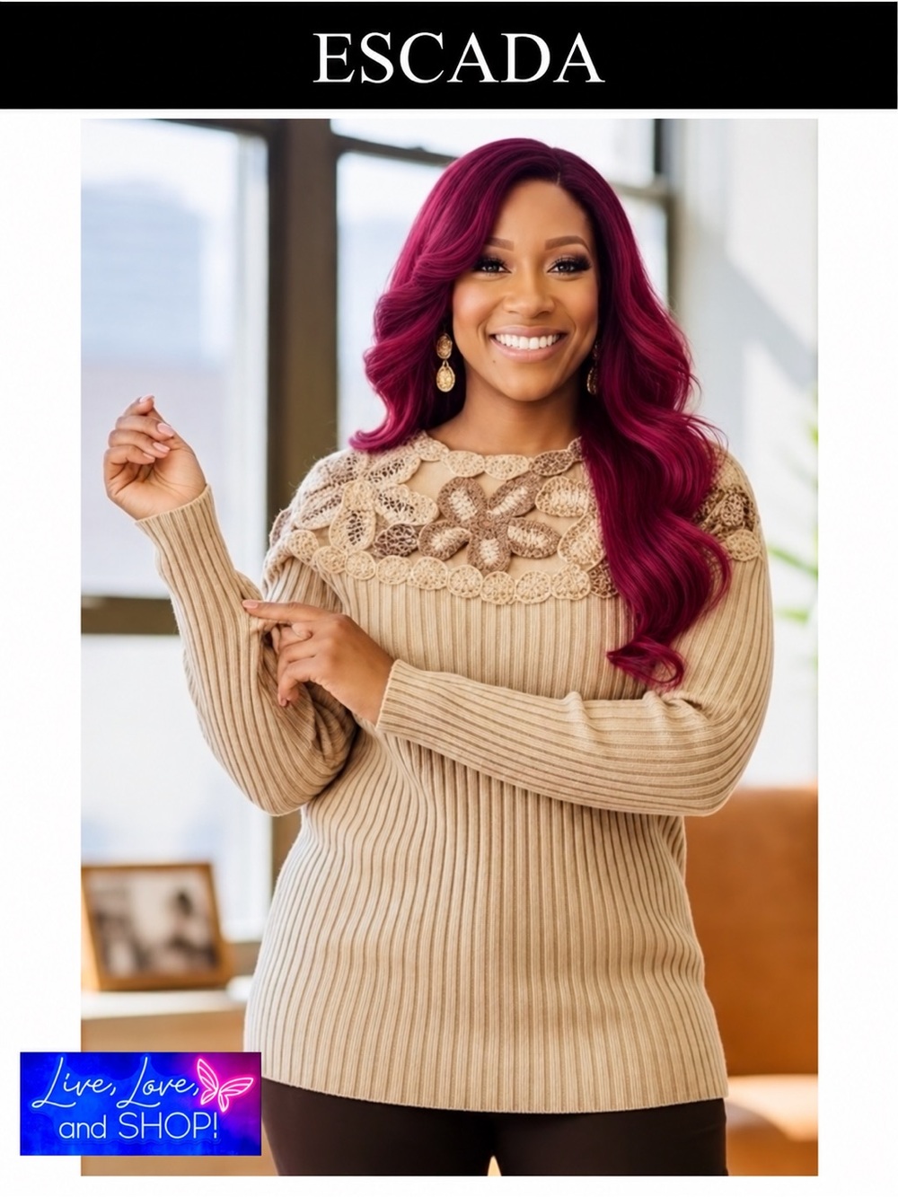 ESCADA Cashmere Blend Sweater, EUC